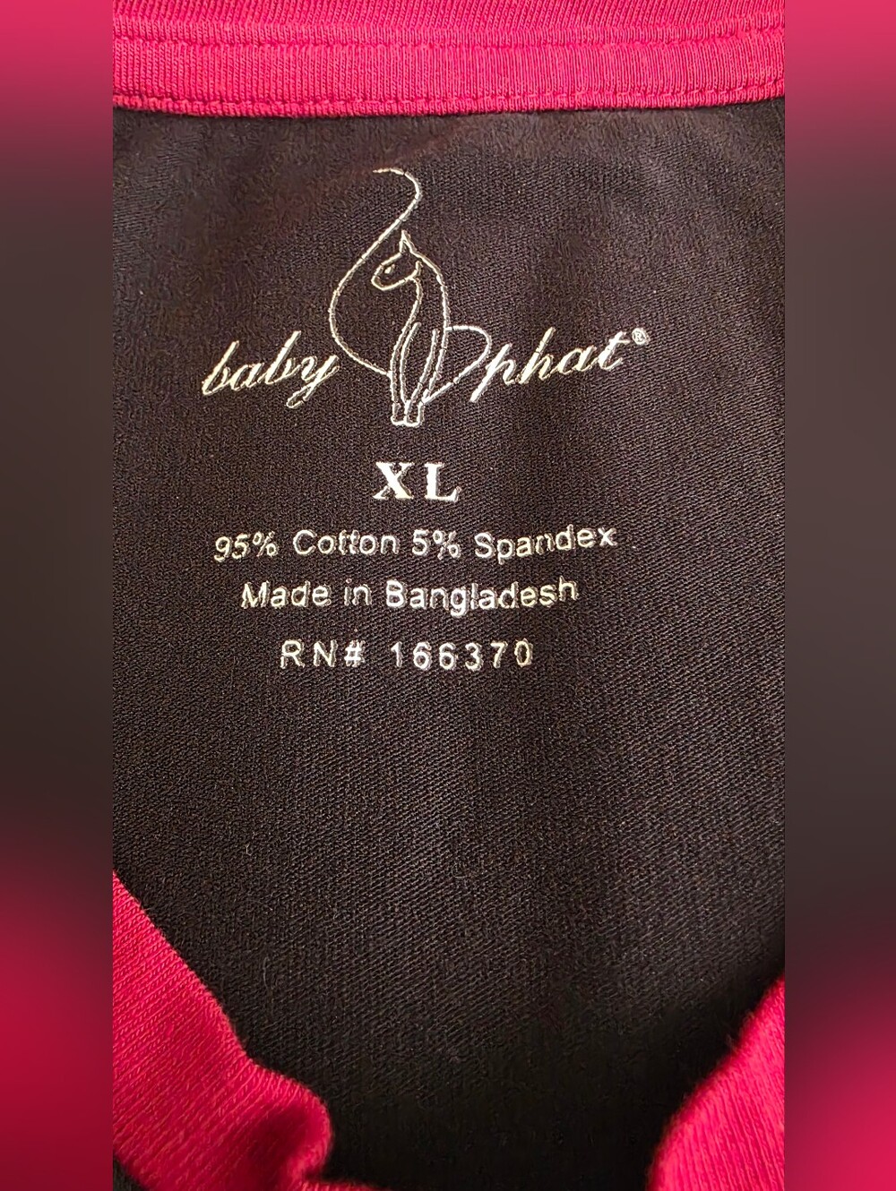 Baby Phat Rhinestone Logo Cat Graphic T-Shirt Black Red Trim Women's XL Y2K - Picture 4 of 9